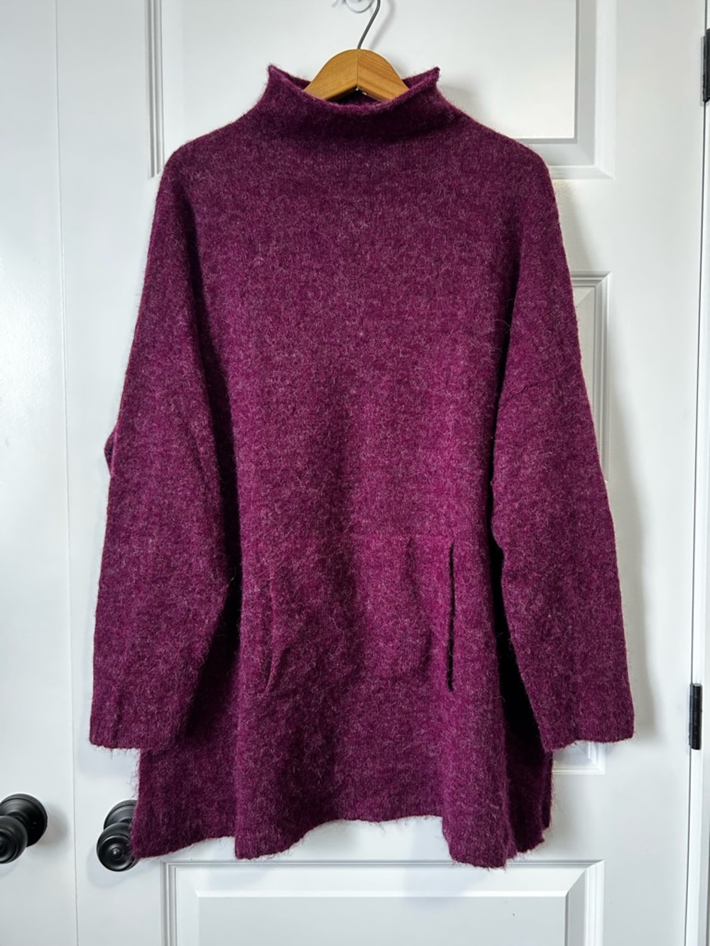 Peruvian Connection Balie Tunic Alpaca Plum Mock Neck Knit Tunic XXL